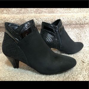 Black suede booties, great for Fall and Winter!